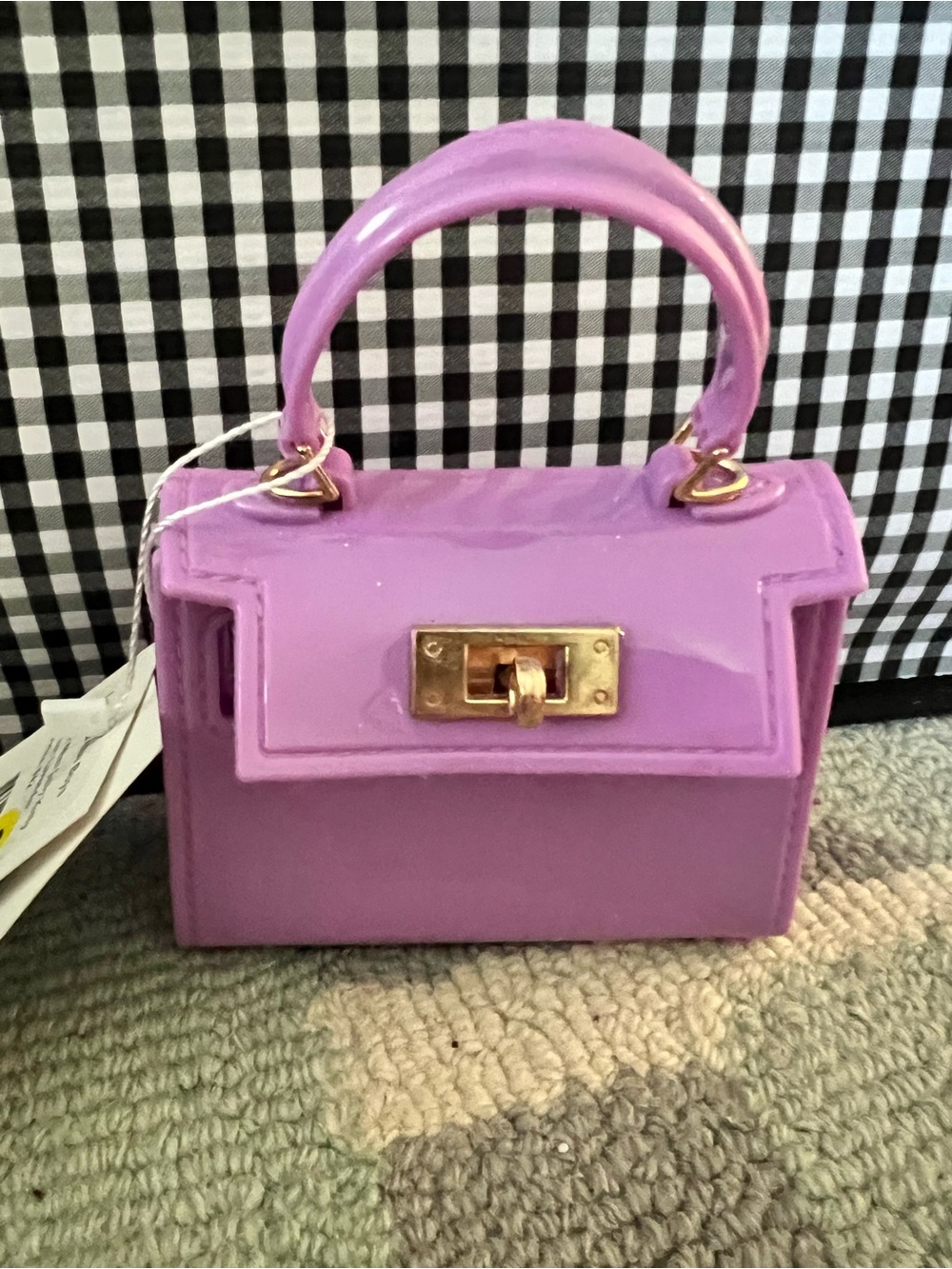 Lola + The Boys Purple Patent Mini Top-Handle Bag with Gold Hardware